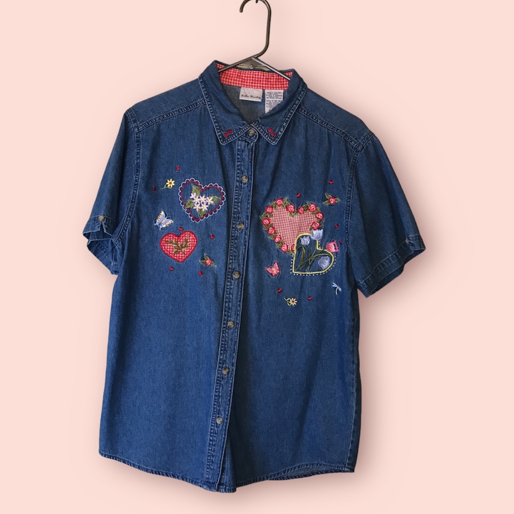 Ladies Bobbie brooks casual short sleeve button down